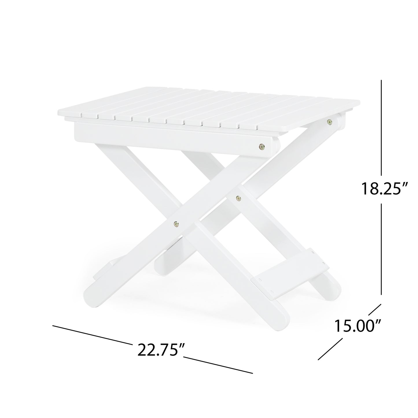 Chic White Folding Wood Side Table