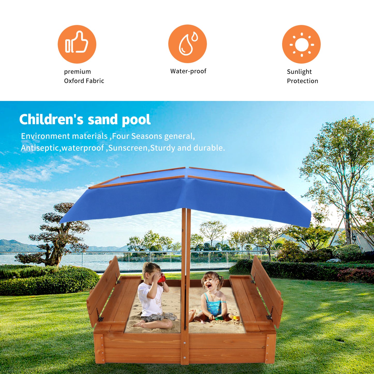 Adventure Sand Box with Cover and Benches