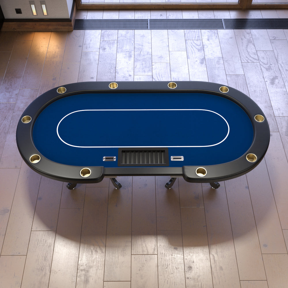 Blue Aura Oval Poker Table with Curved Legs