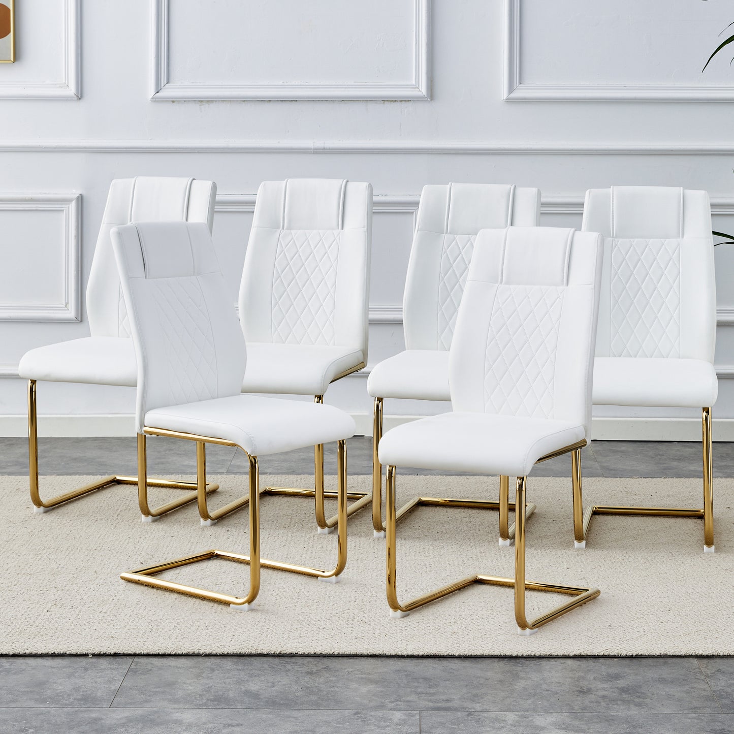 Chic Golden Leg Dining Chairs - Set of Six