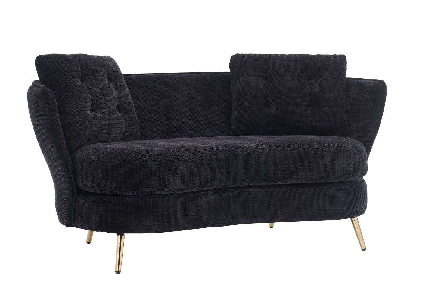 Chic Black Loveseat with Gold Legs