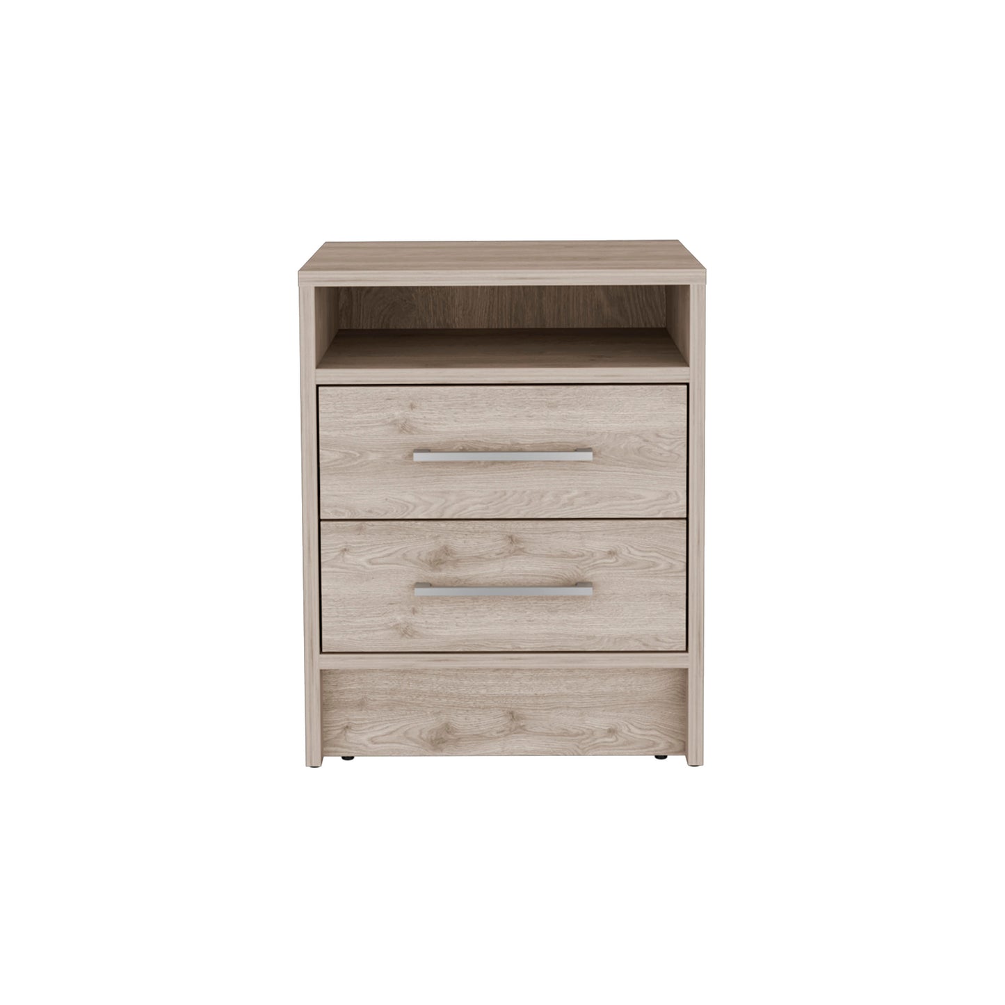 Chic Light Gray Nightstand with Two Drawers