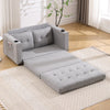 Cozy Convertible Futon Sofa Bed – Light Gray Loveseat with Side Pockets & Cup Holder