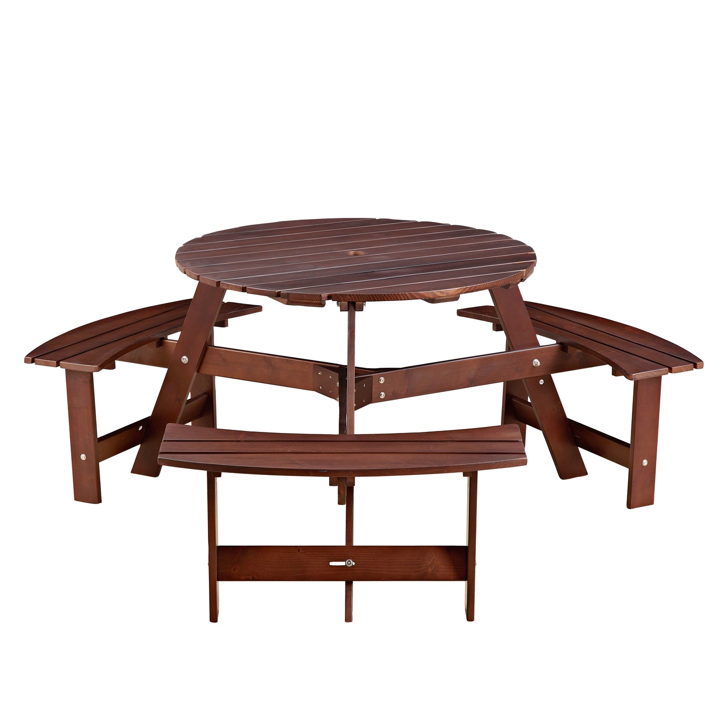 Gather & Enjoy: Spacious Round Picnic Table with Benches