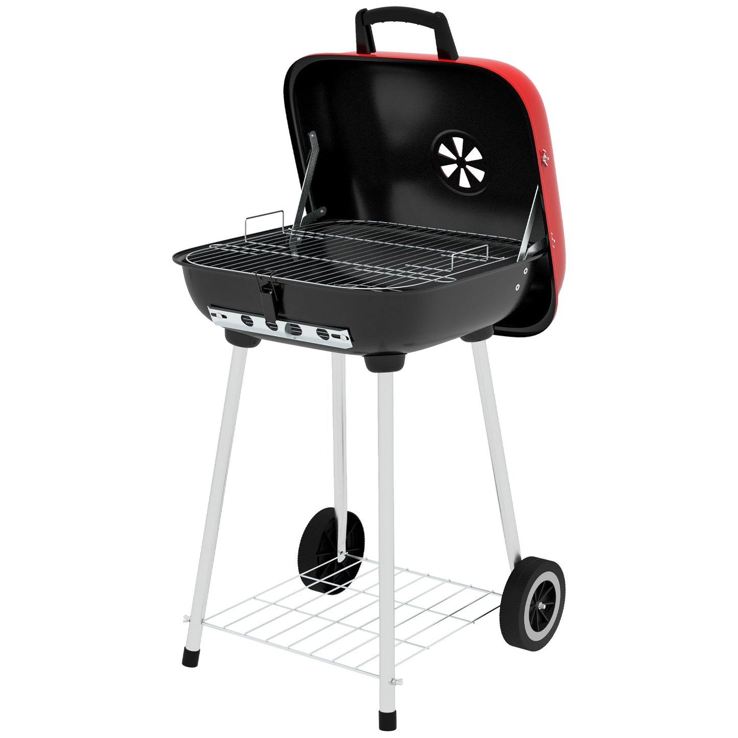 Outsunny Portable Charcoal BBQ Grill & Smoker with Wheels