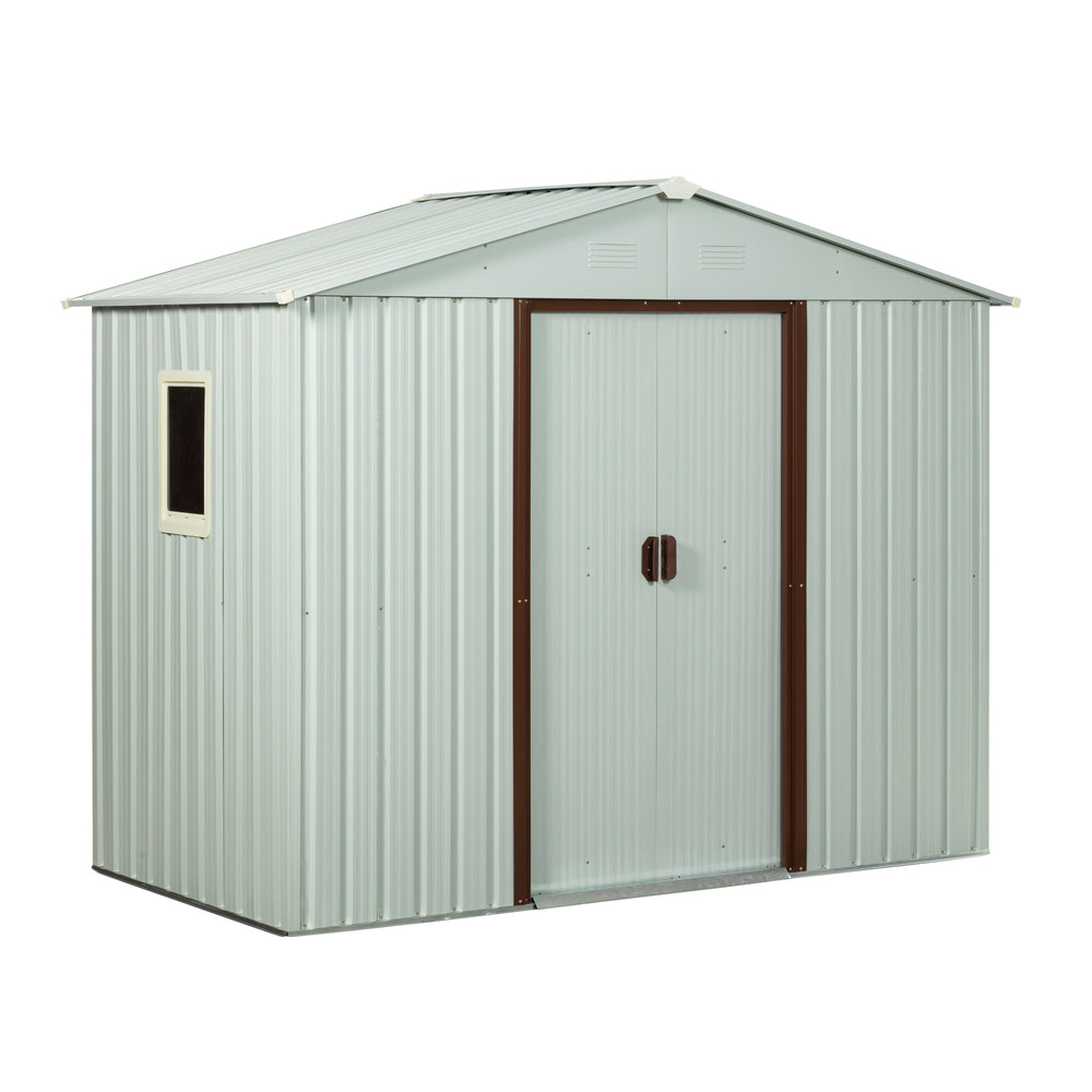 Outdoor White Metal Storage Shed with Window