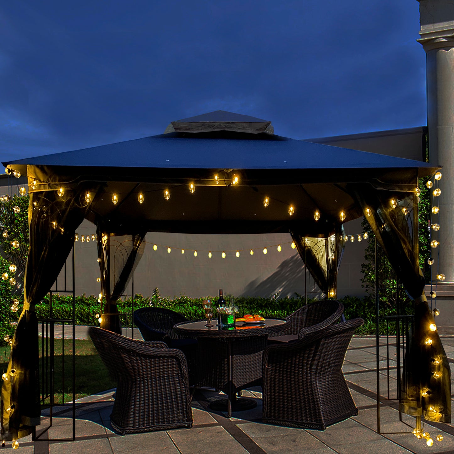 Cozy Outdoor Gazebo Canopy with Bug Screen