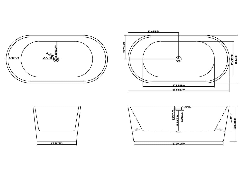 Serene Oval Acrylic Soaking Tub