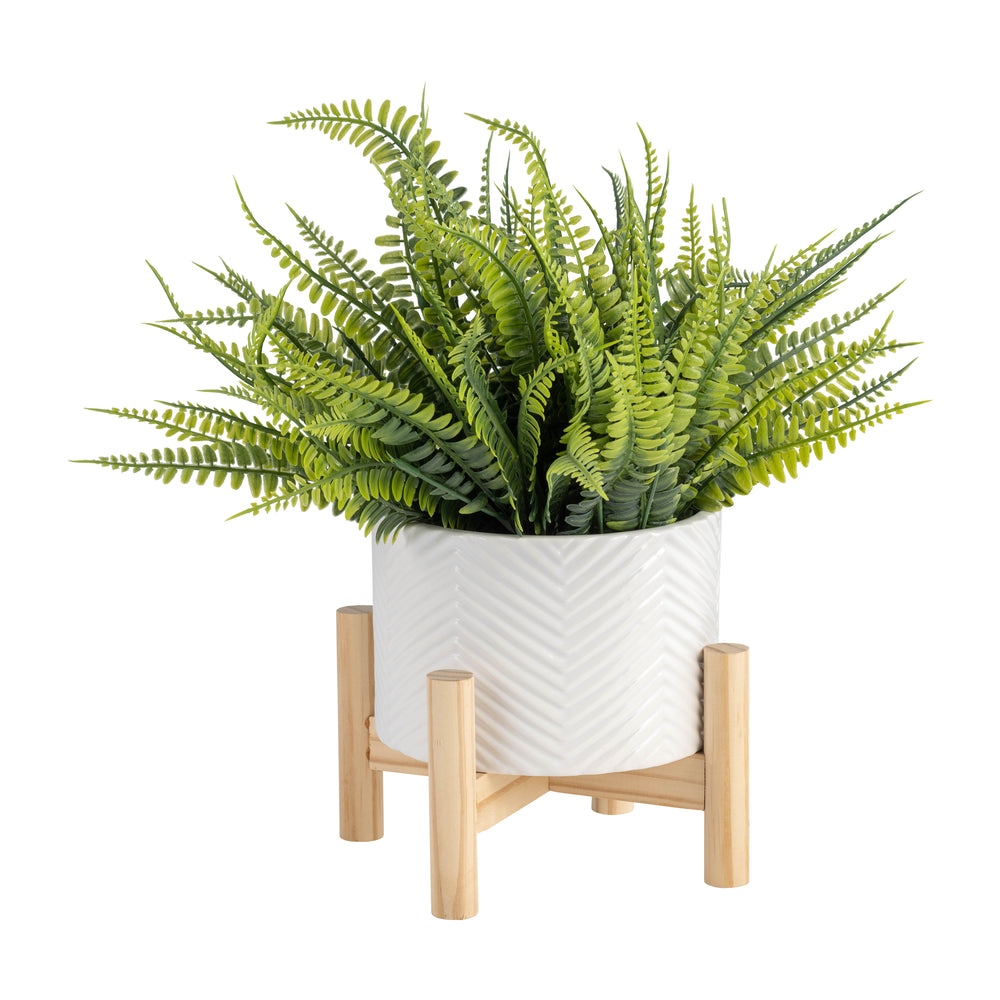 Chevron Chic Planter with Wood Stand