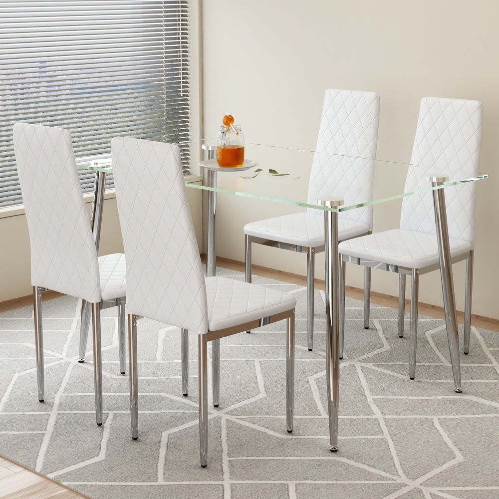 Chic Glass Dining Set with Stylish Chairs