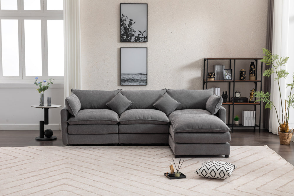 Chic Modular L-Shaped Sofa with Ottoman