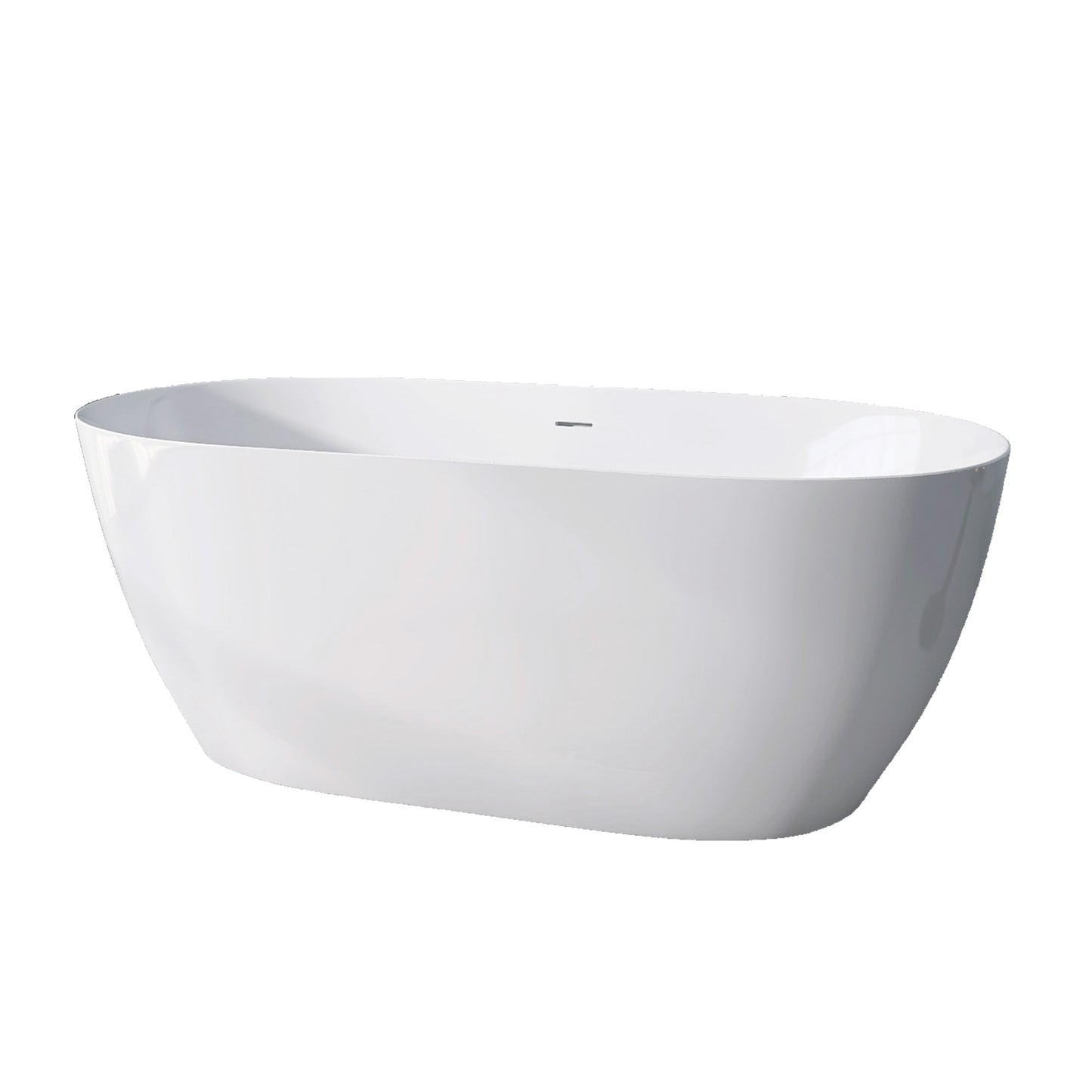 Sleek White Freestanding Soaking Tub with Pop-Up Drain