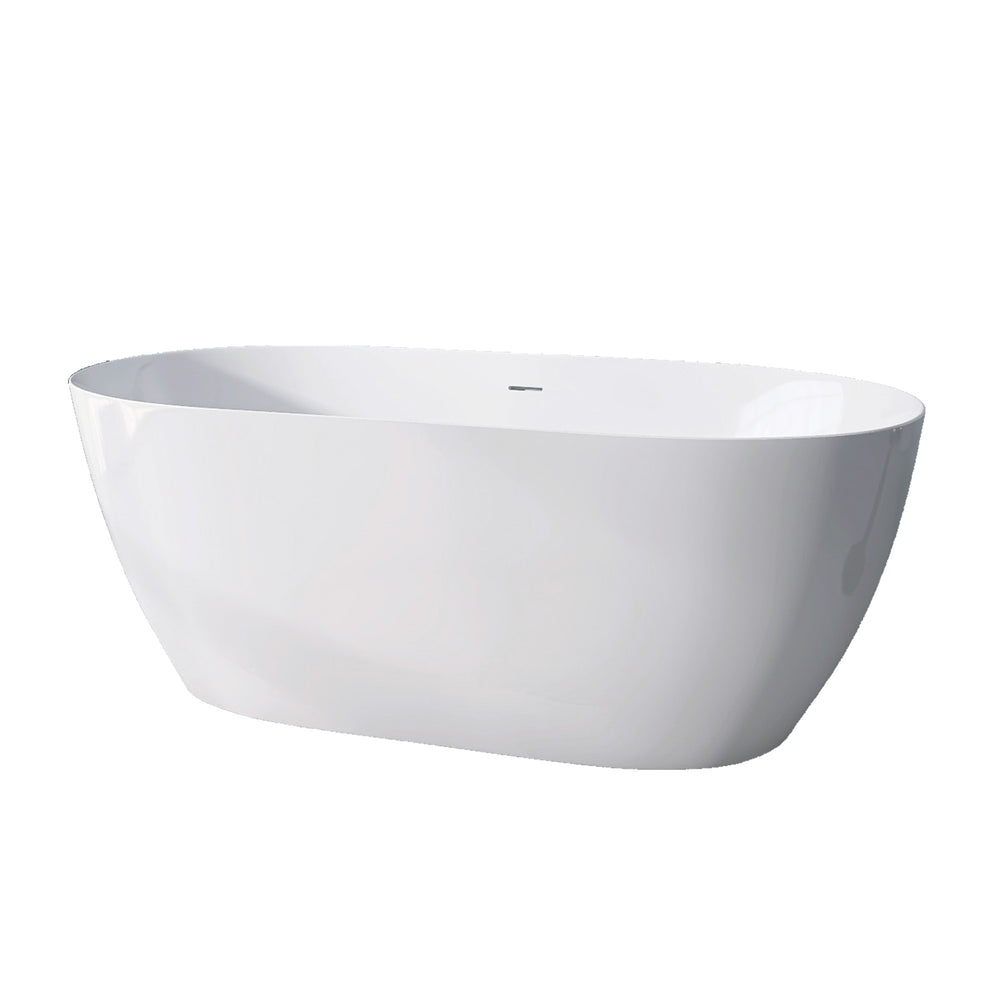 Sleek Modern Oval Soaking Tub with Adjustable Drain