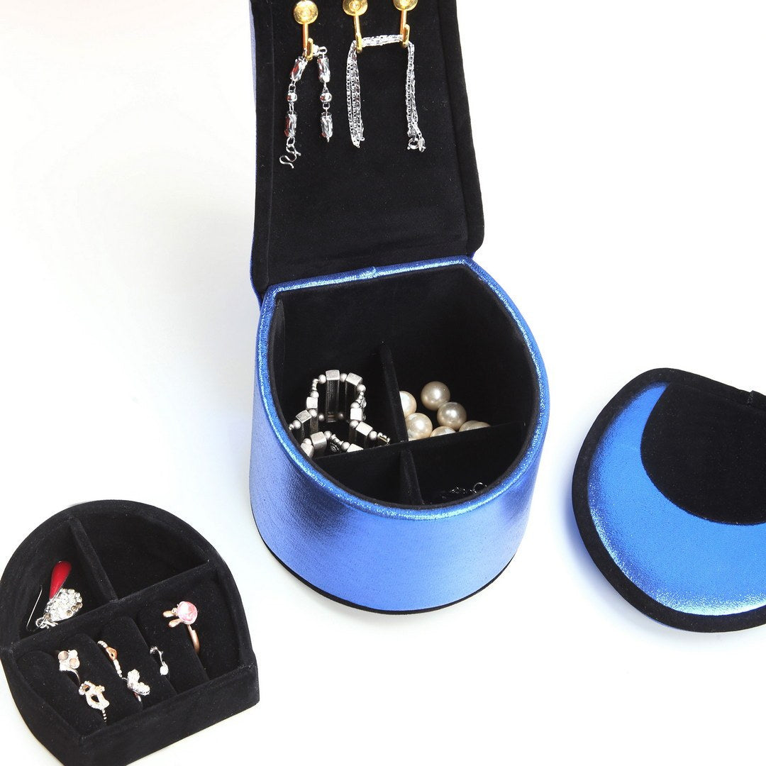 Chic High Heel Jewelry Box in Blue Velvet