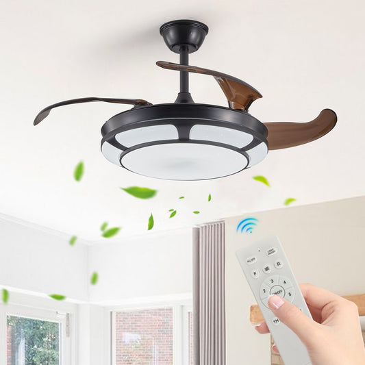 Sleek Retractable Ceiling Fan Light