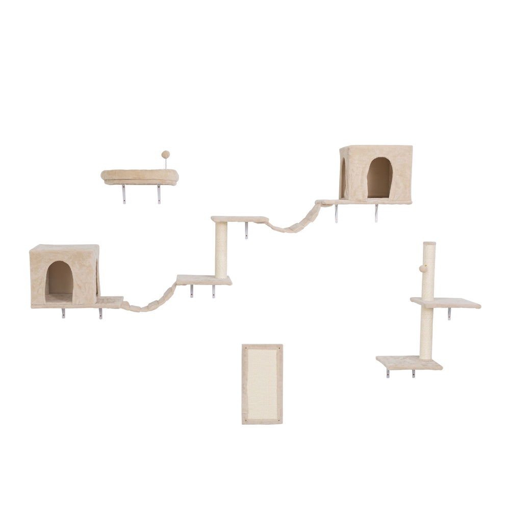 Elevated Cat Haven: Wall-Mounted Condo & Play Zone