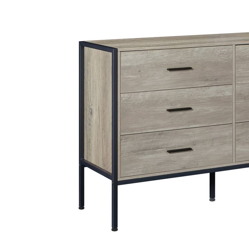 Rustic Grey Six-Drawer Dresser