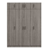 Stylish Gray Four-Door Wardrobe with Drawer and Cabinet