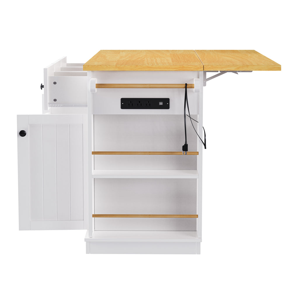 Versatile Kitchen Island on Wheels with Drop Leaf and Power Outlet