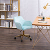 Chic Aqua Velvet Adjustable Office Chair with Gold Legs