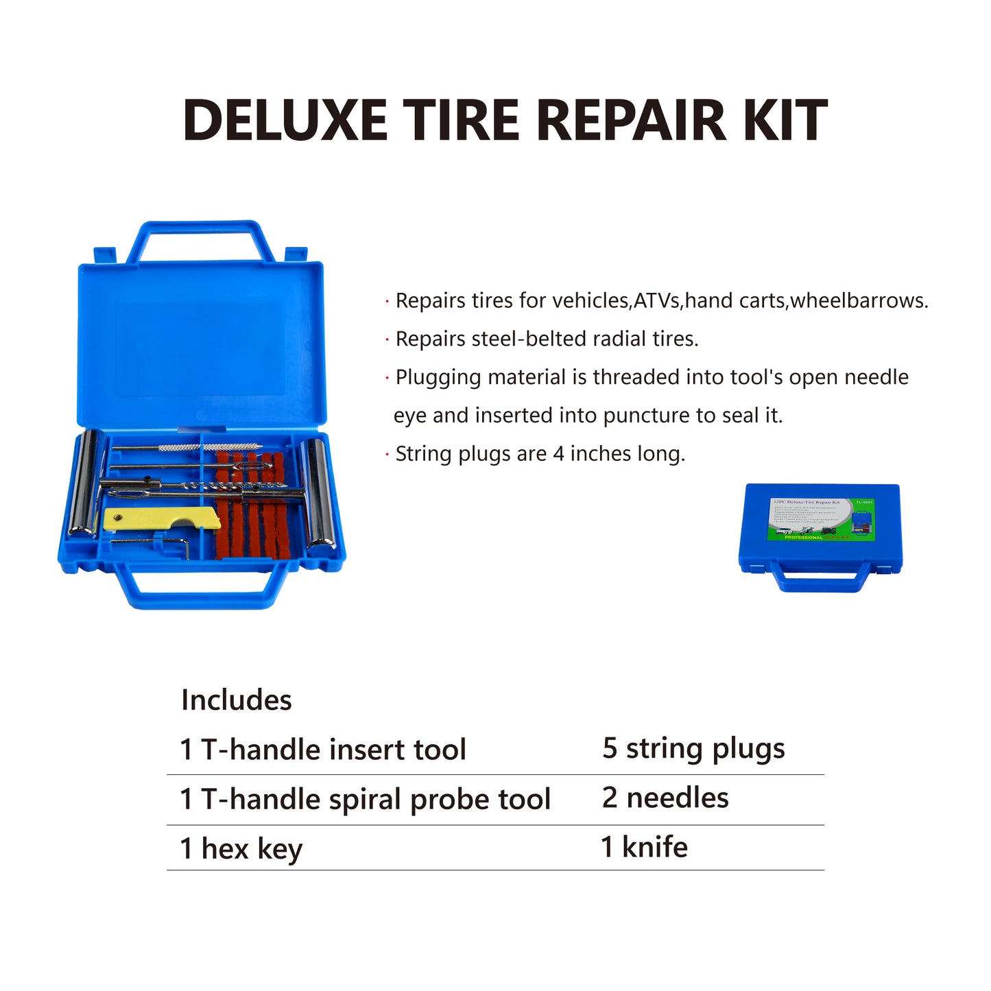 Heavy-Duty Low Profile Floor Jack & Tire Repair Kit