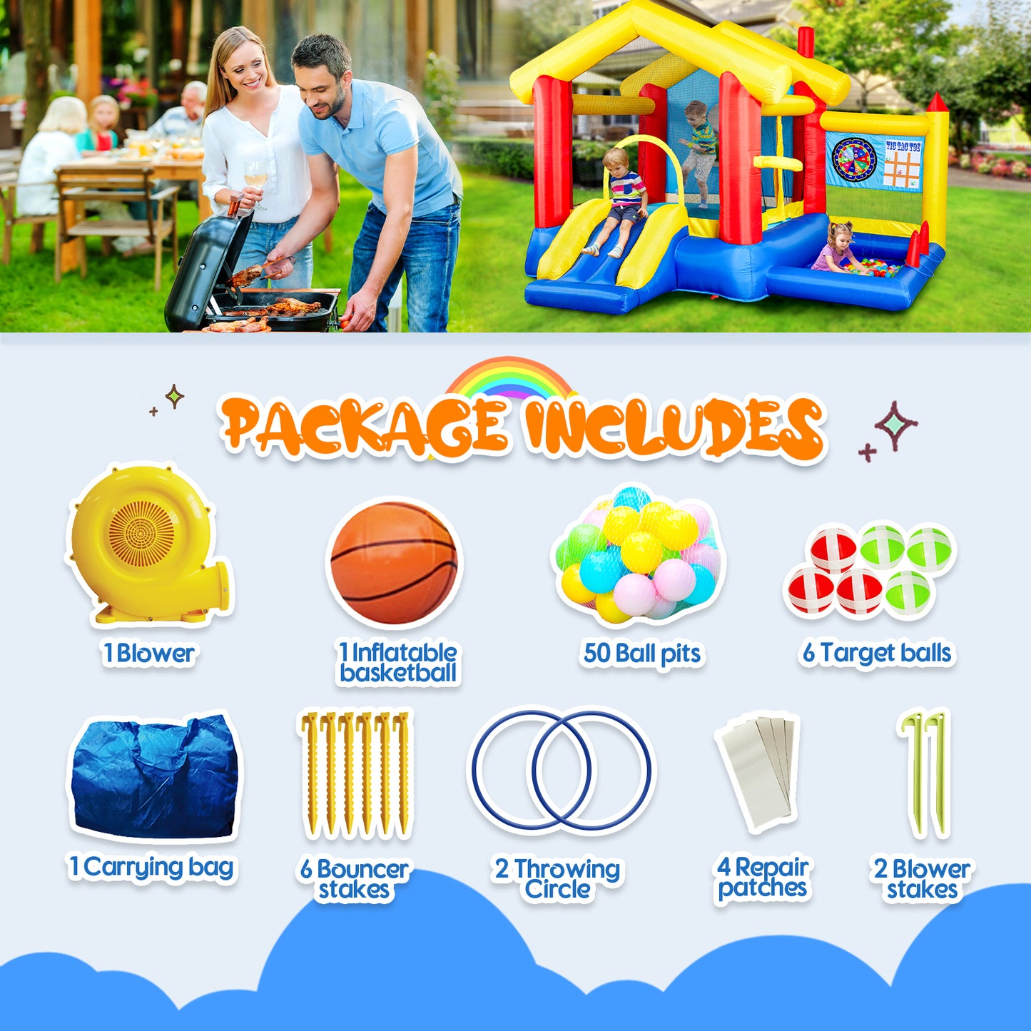 Ultimate Fun Zone Inflatable Bounce House with Games!