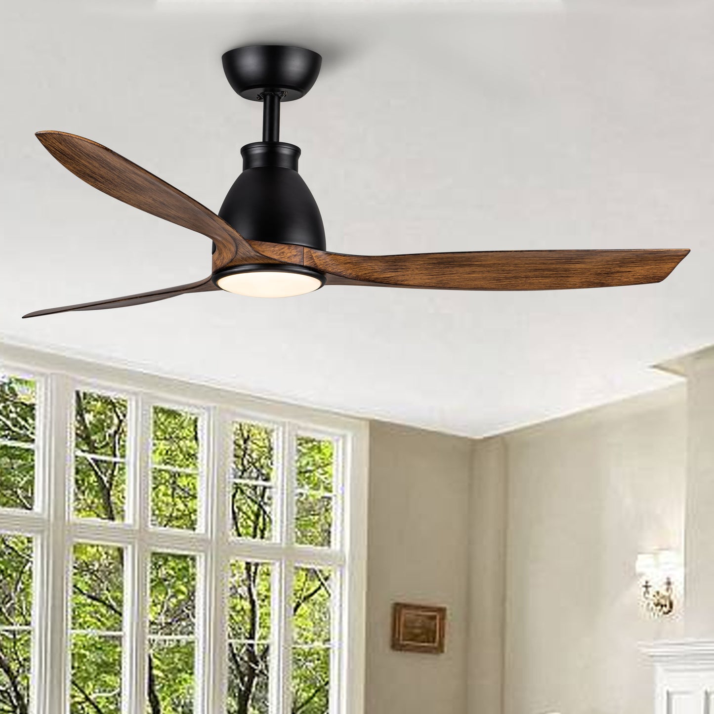 Sleek Black Ceiling Fan with LED Glow