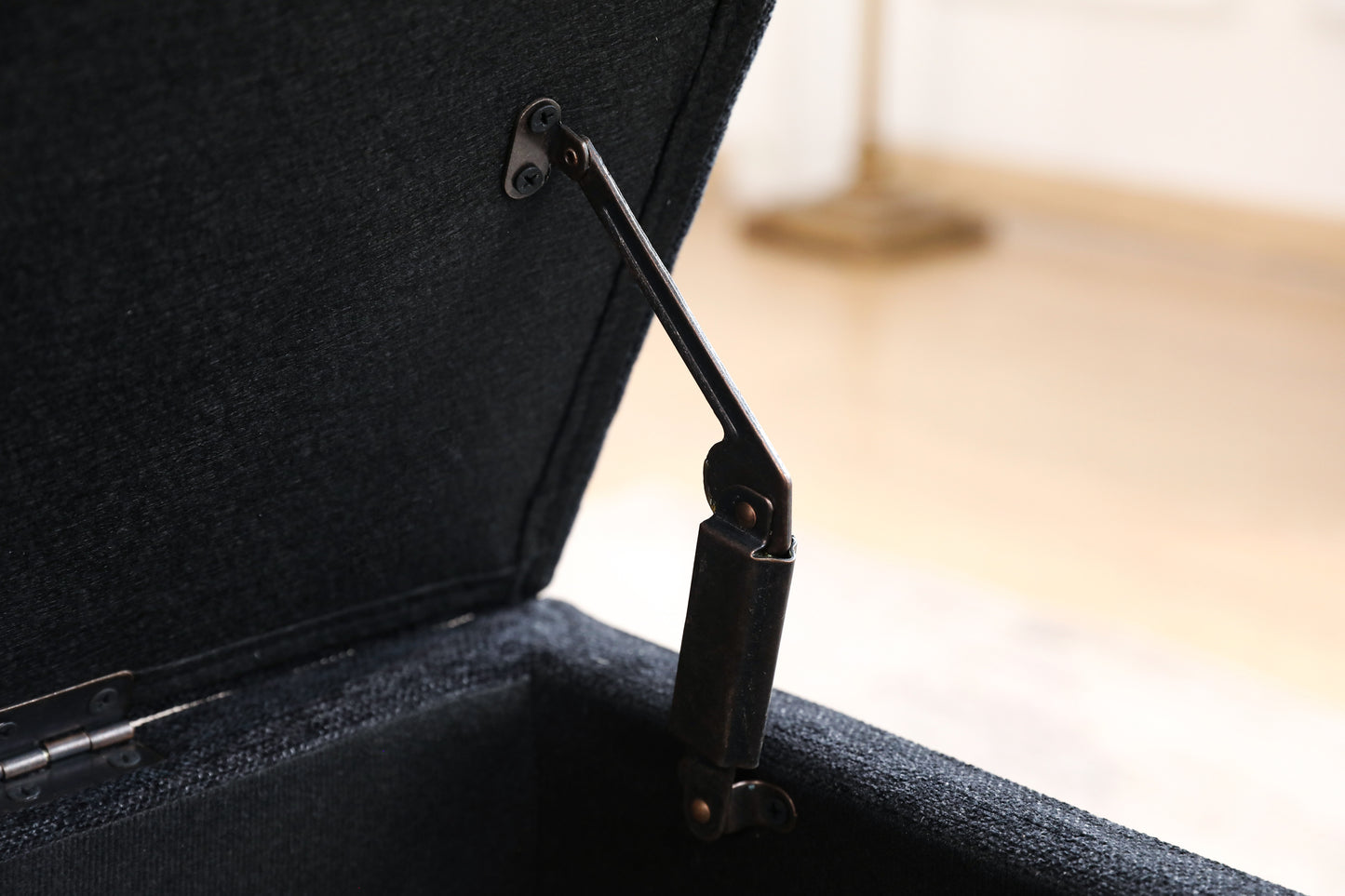 Chic Black Linen Storage Bench