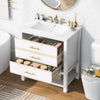 Navy Blue & White Chic Bathroom Vanity with Open Storage