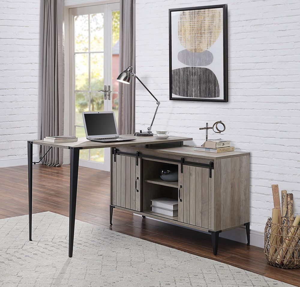 Chic Zakwani Writing Desk in Gray Oak & Black