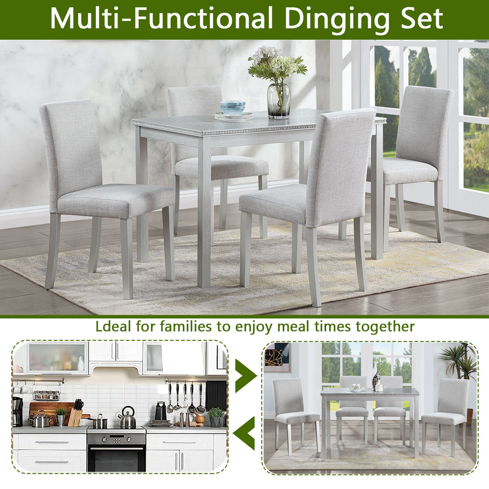 Elegant Wooden Dining Set with Plush Chairs