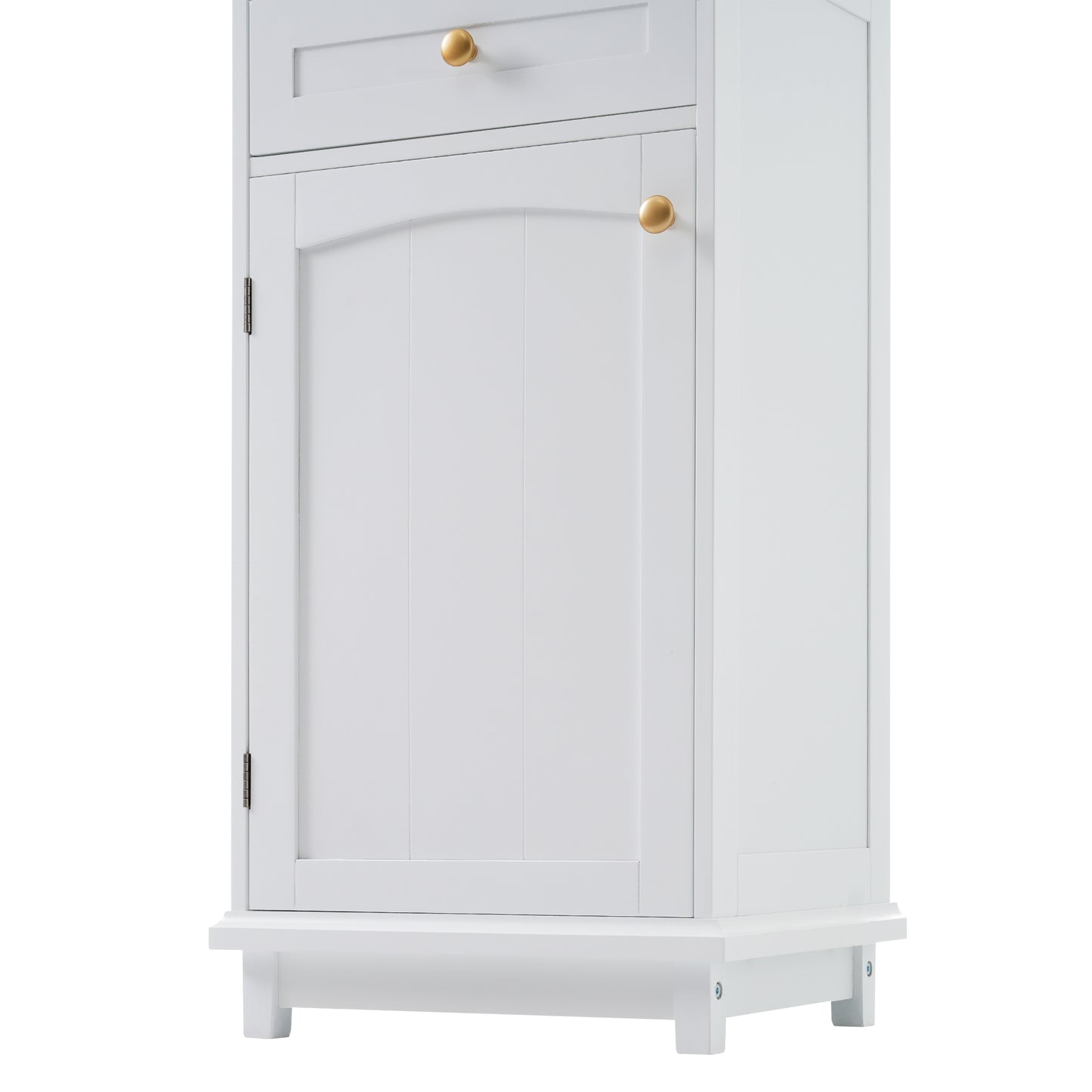 Chic Tall Bathroom Cabinet with Glass Doors & Adjustable Shelves