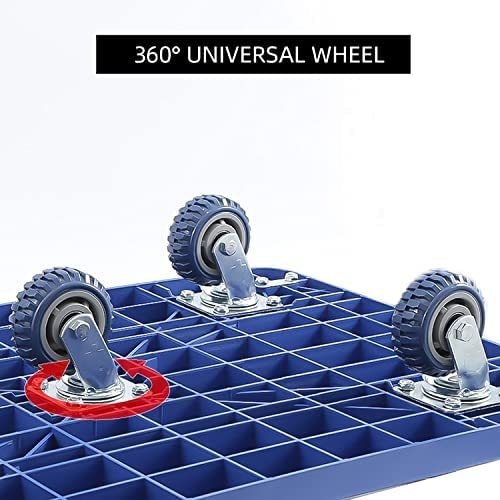 Blue Foldable Platform Truck with Swivel Wheels