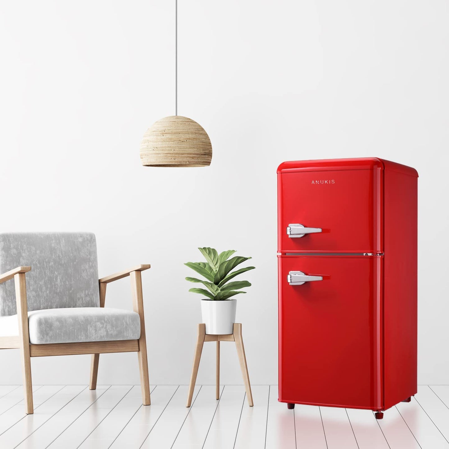 Chic Red Mini Fridge with Freezer – Perfect for Any Space!