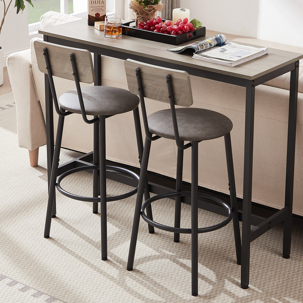 Chic Grey Bar Table Set with Cozy Stools