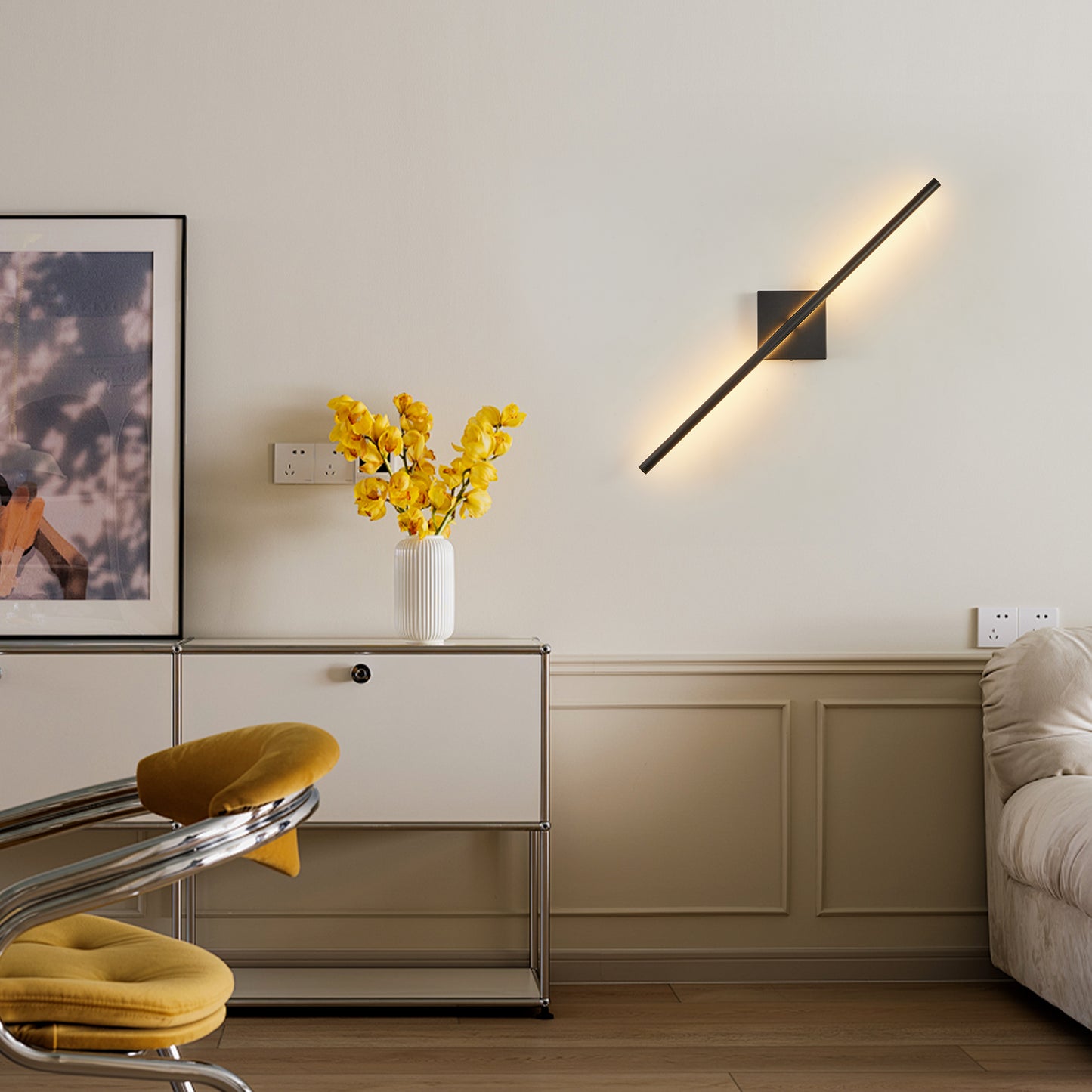 Sleek Black LED Wall Sconces - Modern Minimalist Lighting