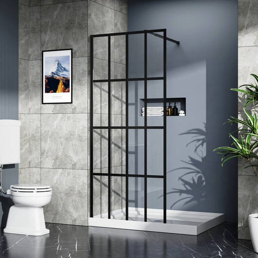 Sleek Black Walk-In Shower Door