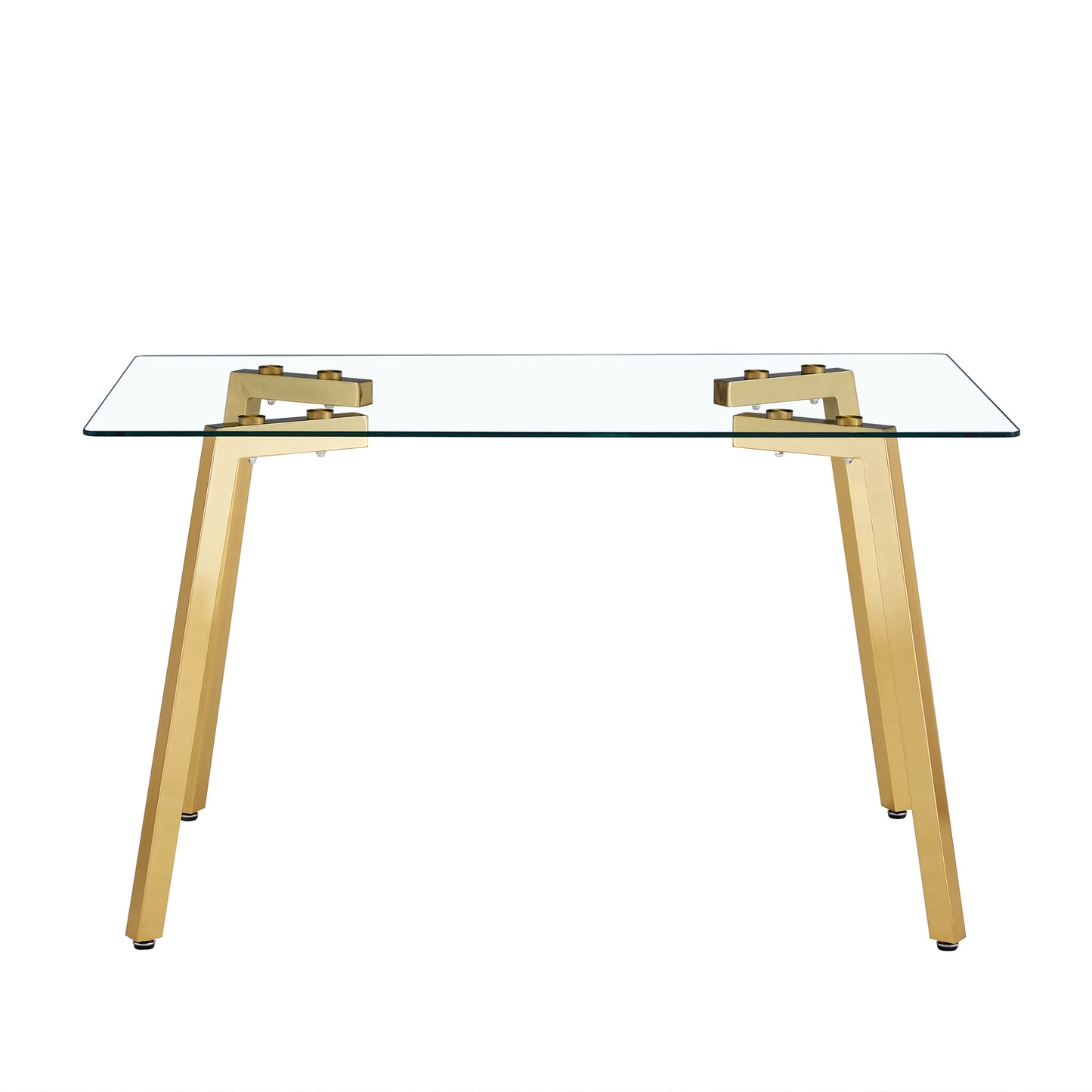 Sleek Gold-Trim Glass Dining Table