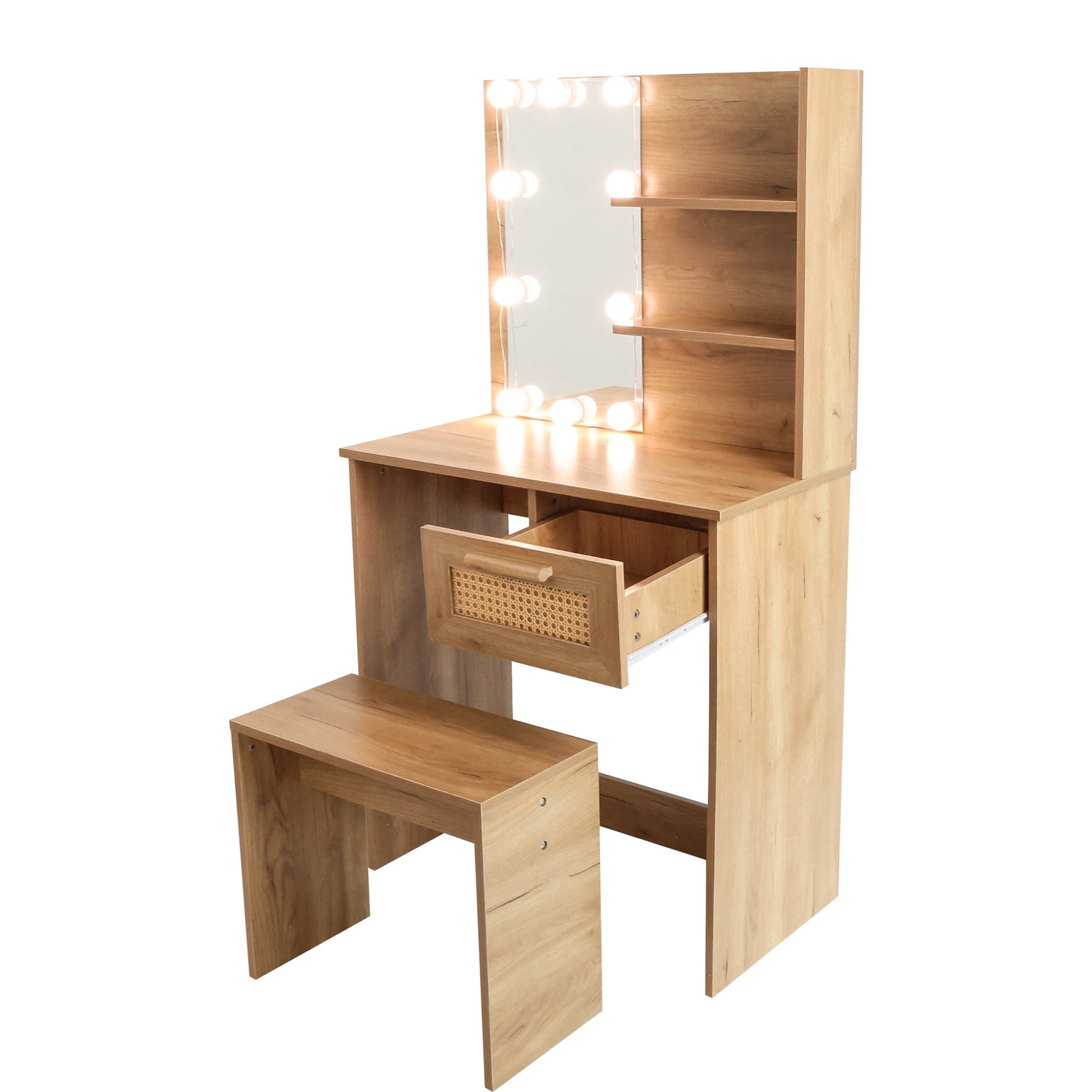 Radiant Vanity Set with Stool and LED Mirror