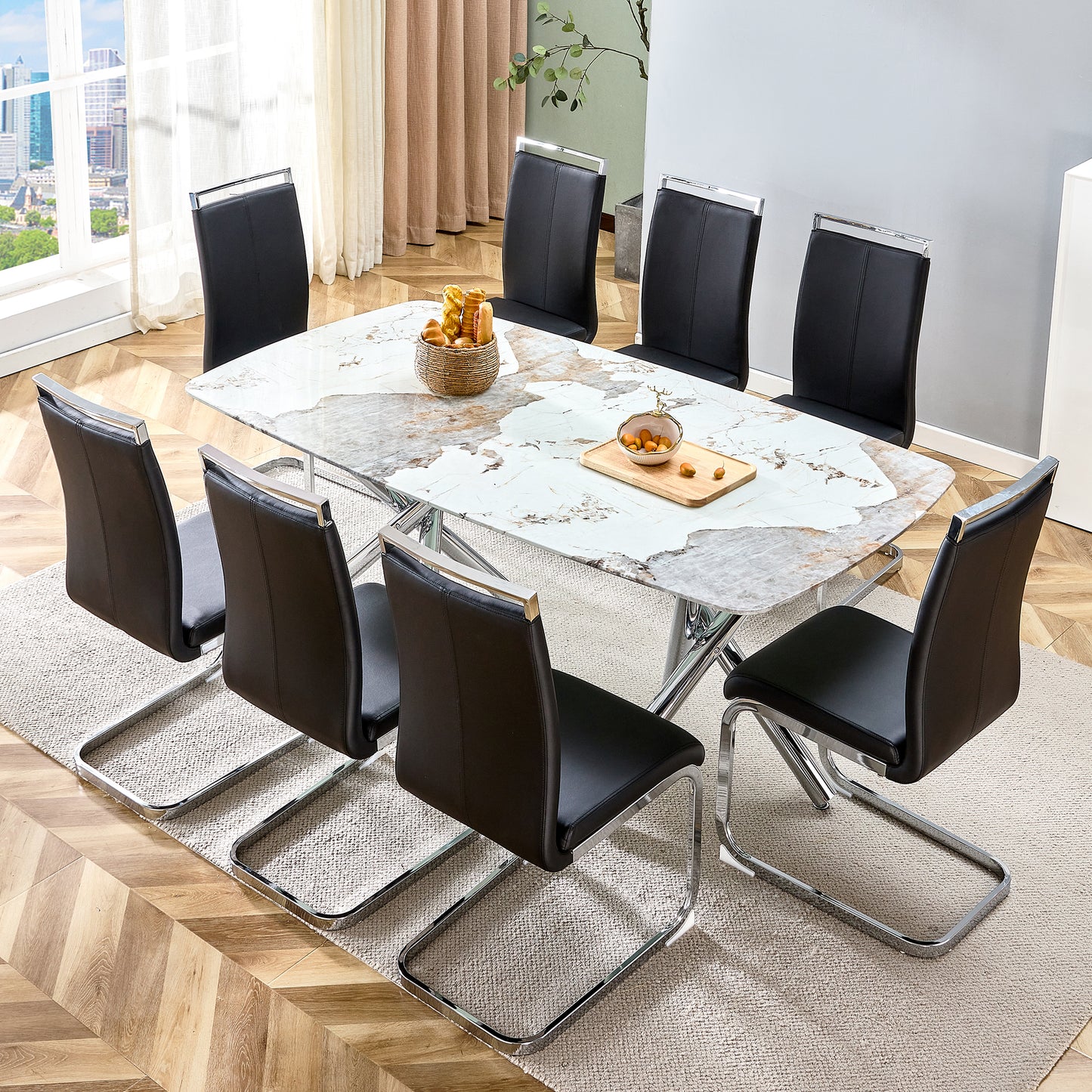 Chic Marble-Top Dining Table