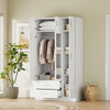 Chic White 3-Door Wardrobe with Drawers and Storage