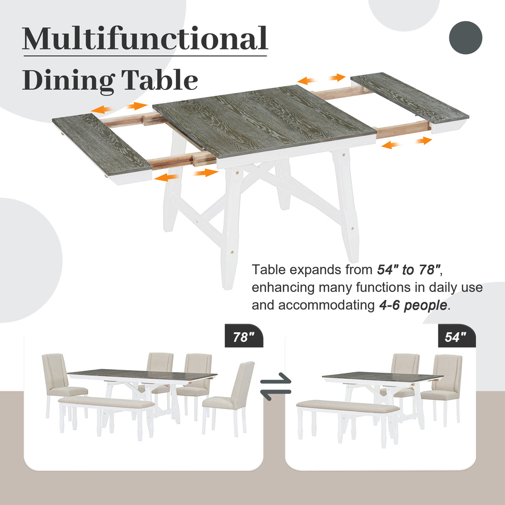 Versatile Dining Set with Extendable Table and Cozy Seating