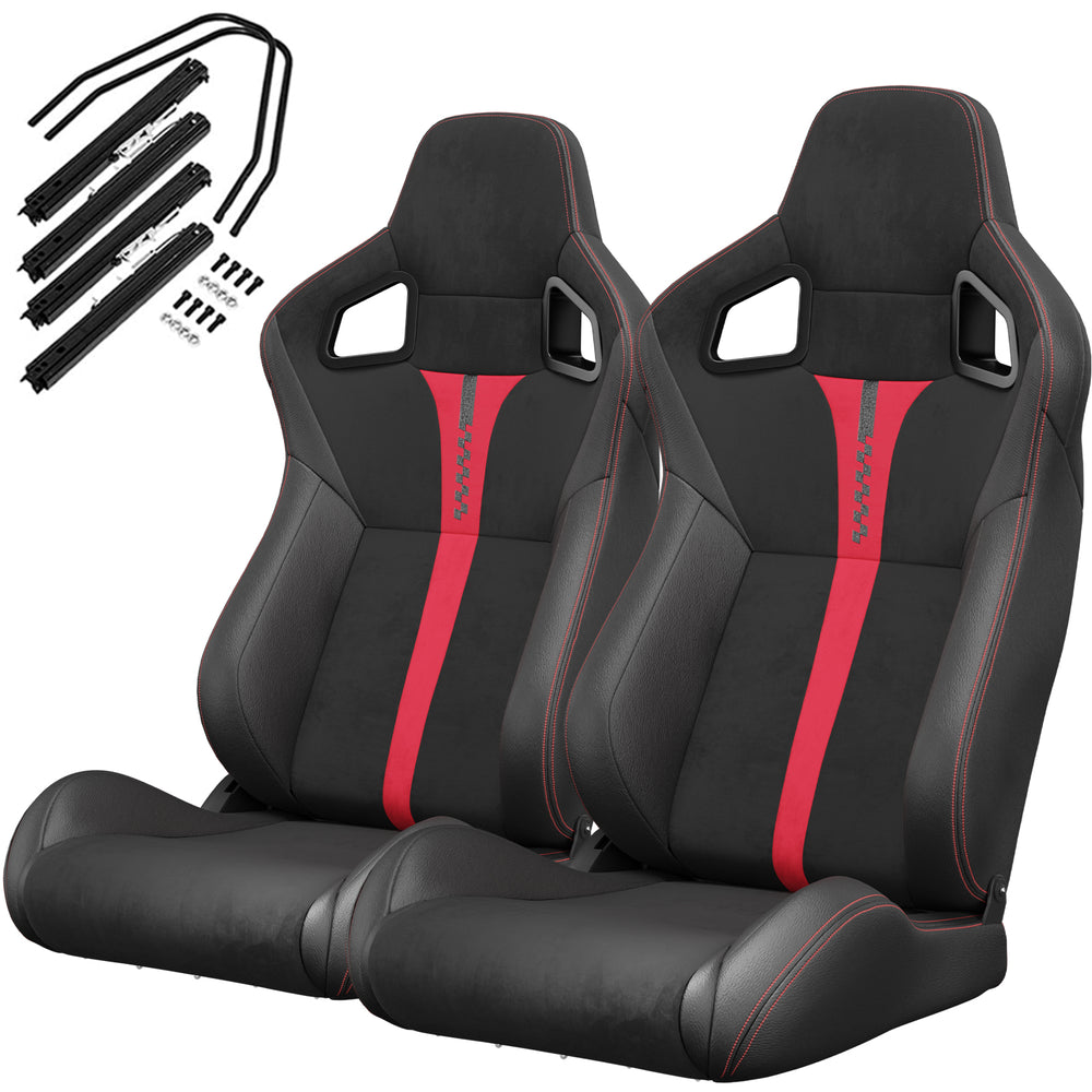 Sporty Red Racing Seats with Reclinable Design