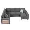 Cozy U-Shaped Sofa Bed with USB Ports & Storage Chaise