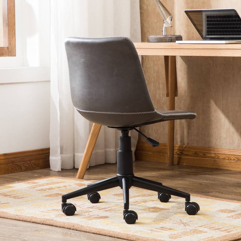 Swivel Style Faux Leather Office Chair in Antique Gray