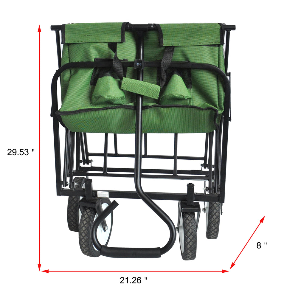 Green Foldable Wagon for Shopping and Beach Fun