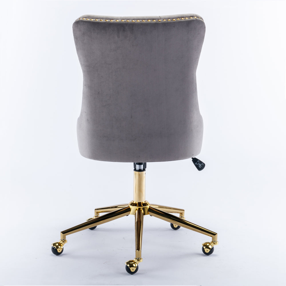 Velvet Luxe Office Chair with Gold Base