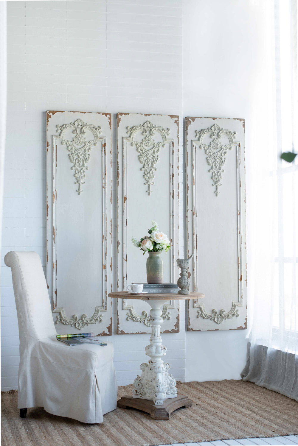 Trio of Elegant White Wall Panels