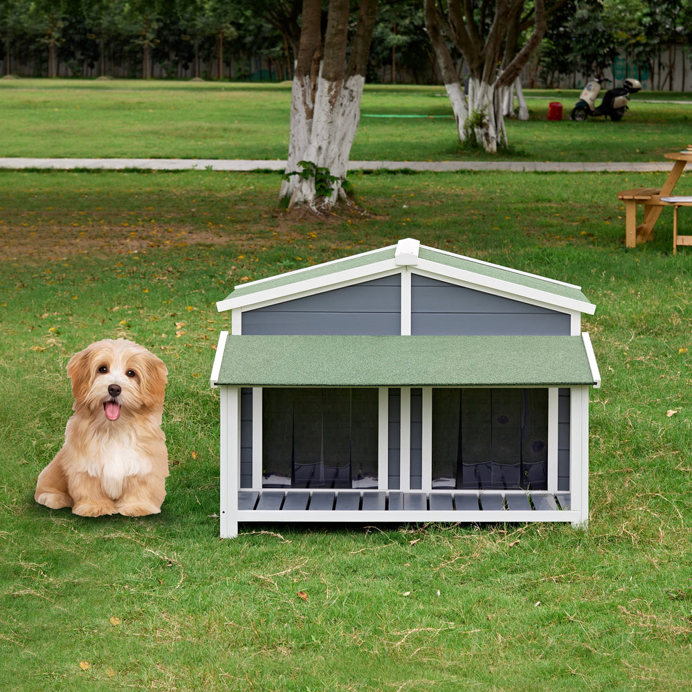 Cozy Log Cabin Dog House with Porch