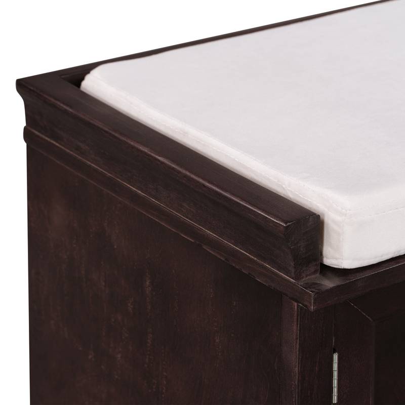 Cozy Storage Bench with Cushioned Top and Double Cabinetry